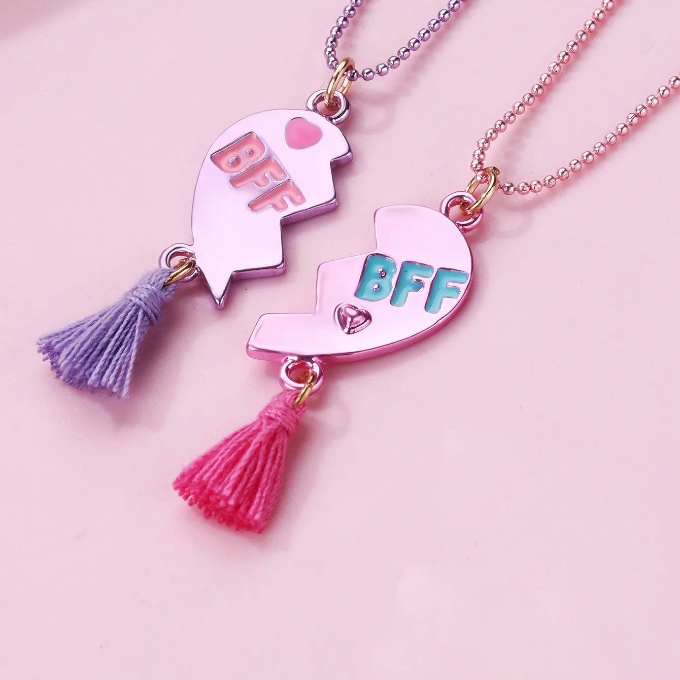 Lot de 2 Colliers D'amitié - Coeur Pompon - BFF - Best Friends Forever - Amitié - Cœur - Mignon