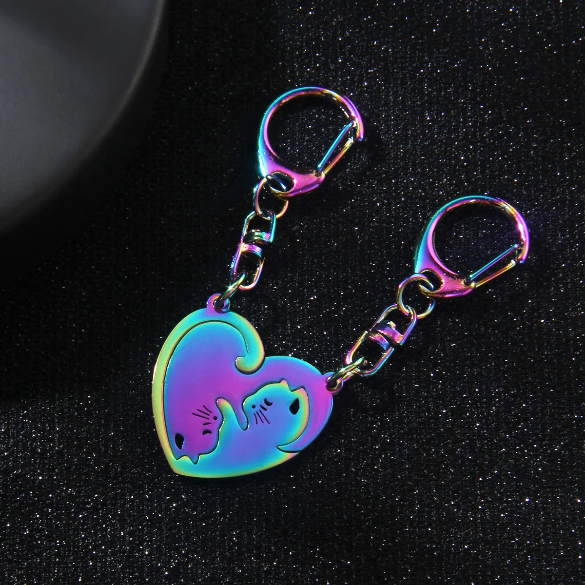 Lot de 2 Porte Clés - Chats Entrelacés - BFF - Best Friends Forever - Amoureux Couple Amitié - Pendentif de Sac