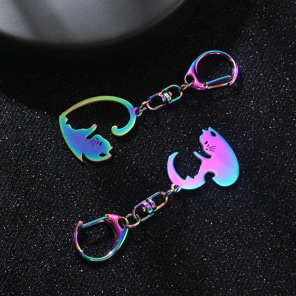 Lot de 2 Porte Clés - Chats Entrelacés - BFF - Best Friends Forever - Amoureux Couple Amitié - Pendentif de Sac