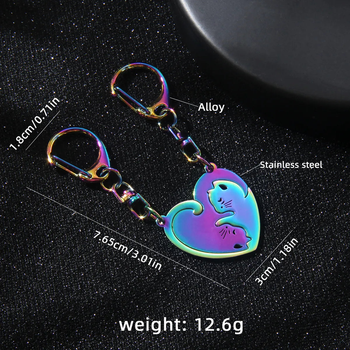 Lot de 2 Porte Clés - Chats Entrelacés - BFF - Best Friends Forever - Amoureux Couple Amitié - Pendentif de Sac