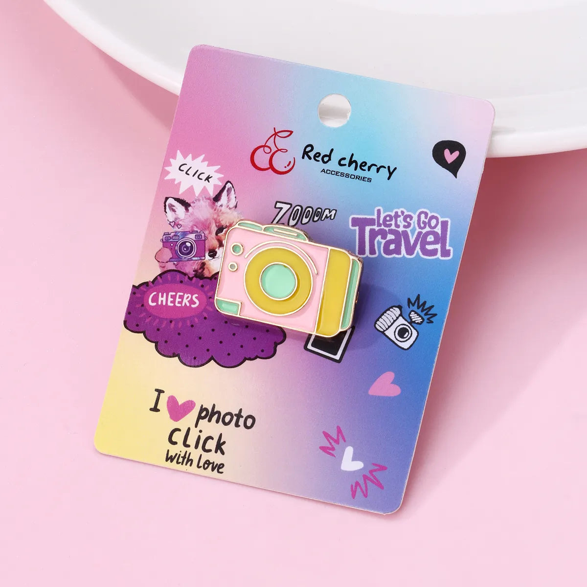 Pin's Broche avec Carte - Appareil Photo - Fantaisie - Alliage Email