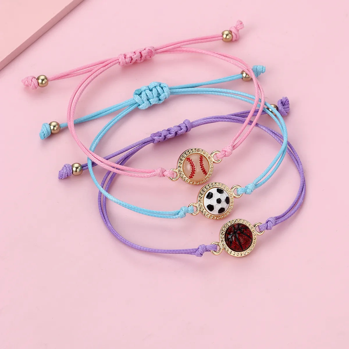 Lot de 3 Bracelets D'amitié Cordon Réglable avec Carte - Ballons Sports - BFF - Best Friends Forever