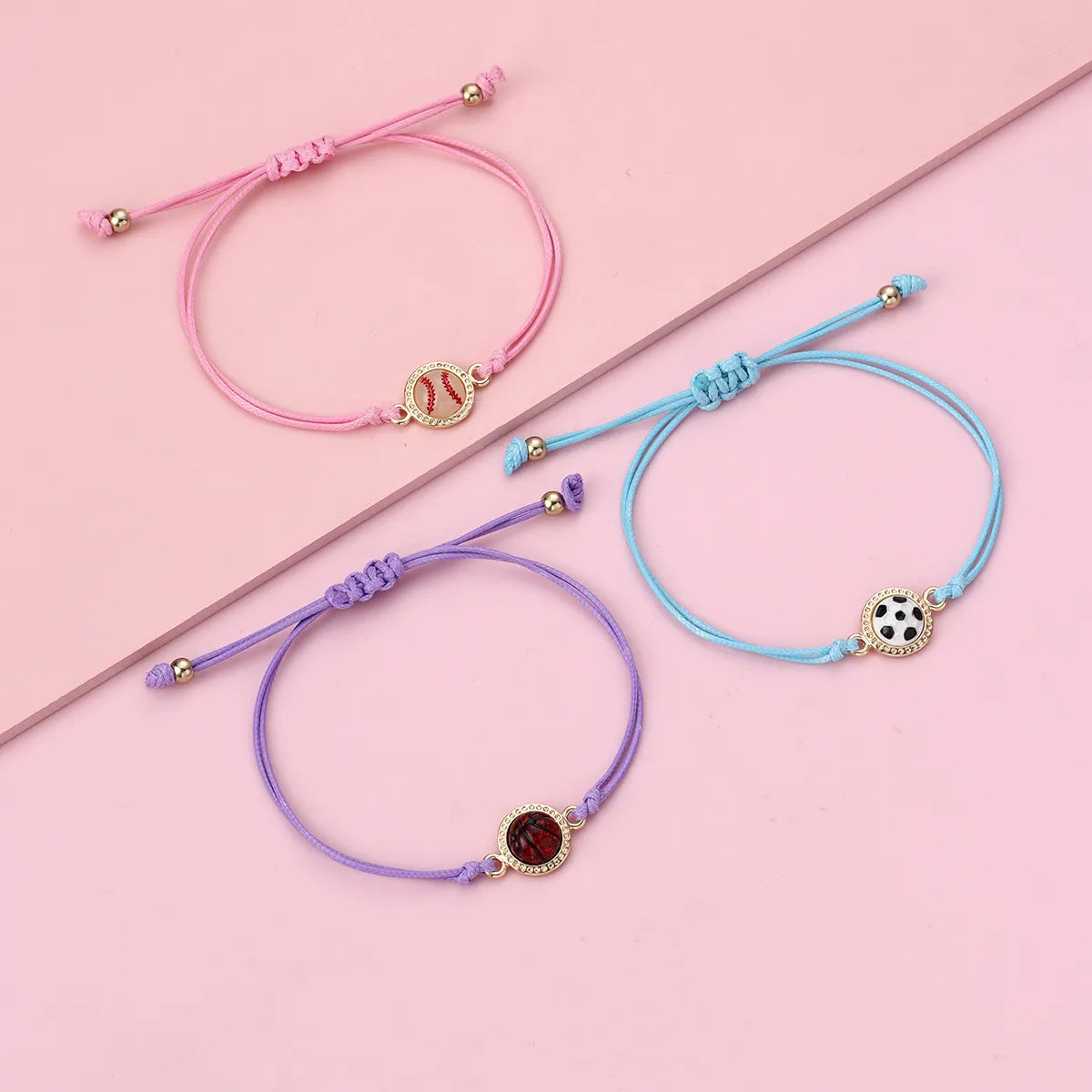 Lot de 3 Bracelets D'amitié Cordon Réglable avec Carte - Ballons Sports - BFF - Best Friends Forever