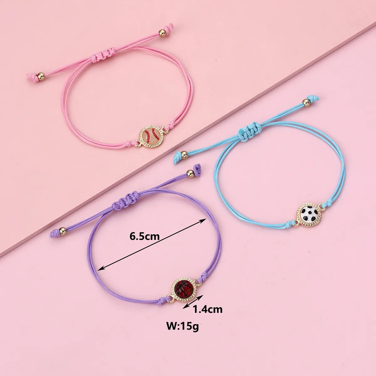 Lot de 3 Bracelets D'amitié Cordon Réglable avec Carte - Ballons Sports - BFF - Best Friends Forever