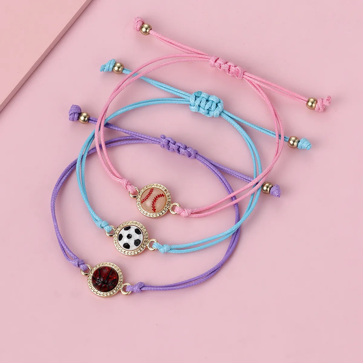 Lot de 3 Bracelets D'amitié Cordon Réglable avec Carte - Ballons Sports - BFF - Best Friends Forever