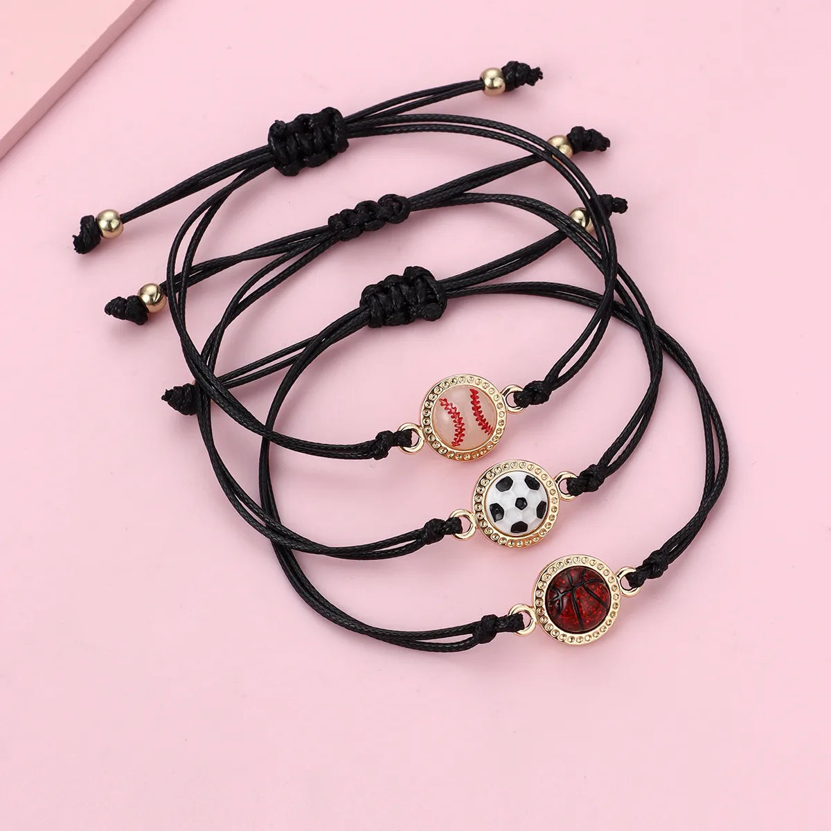 Lot de 3 Bracelets D'amitié Cordon Réglable avec Carte - Ballons Sports - BFF - Best Friends Forever