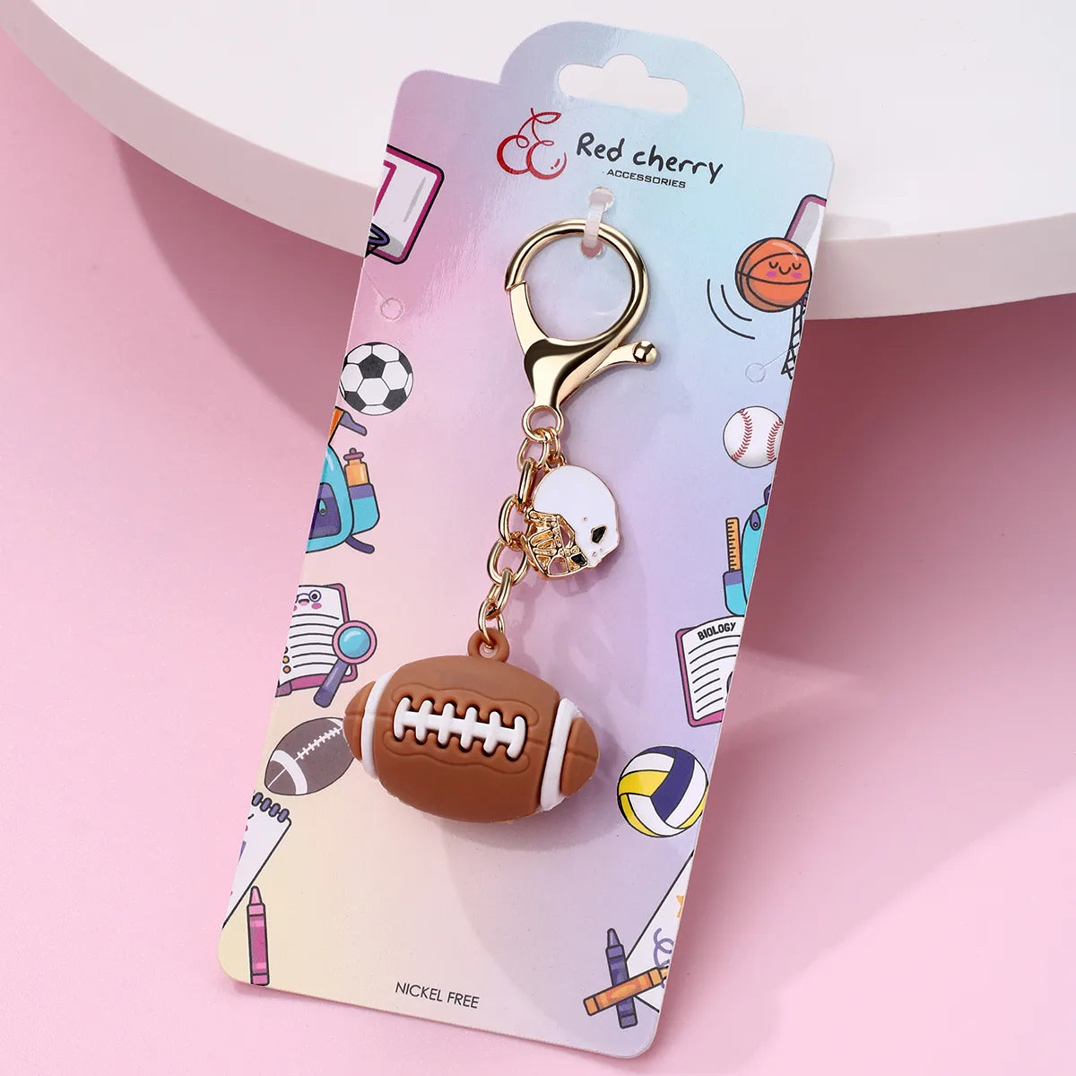 Porte Clés avec Carte - Ballons de Sport - Silicone - Pendentif Sac Kawaii Mignon Fun