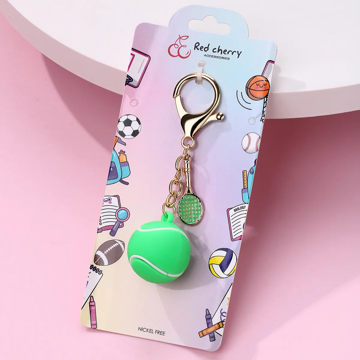 Porte Clés avec Carte - Ballons de Sport - Silicone - Pendentif Sac Kawaii Mignon Fun