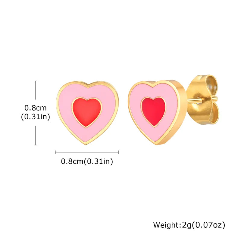 Boucles Oreilles - Papillon Fleur Couronne Coeur - Mignon - Acier Inoxydable Doré - Clous d'Oreilles