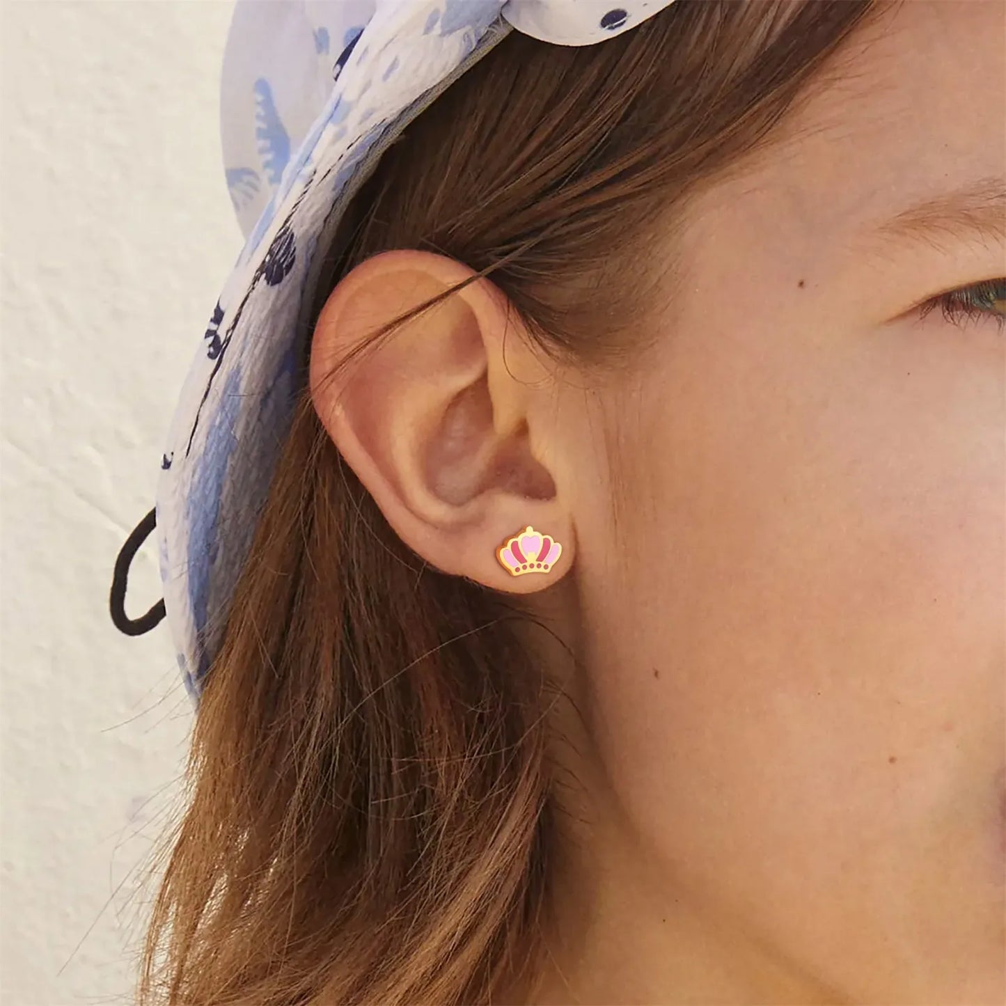 Boucles Oreilles - Papillon Fleur Couronne Coeur - Mignon - Acier Inoxydable Doré - Clous d'Oreilles