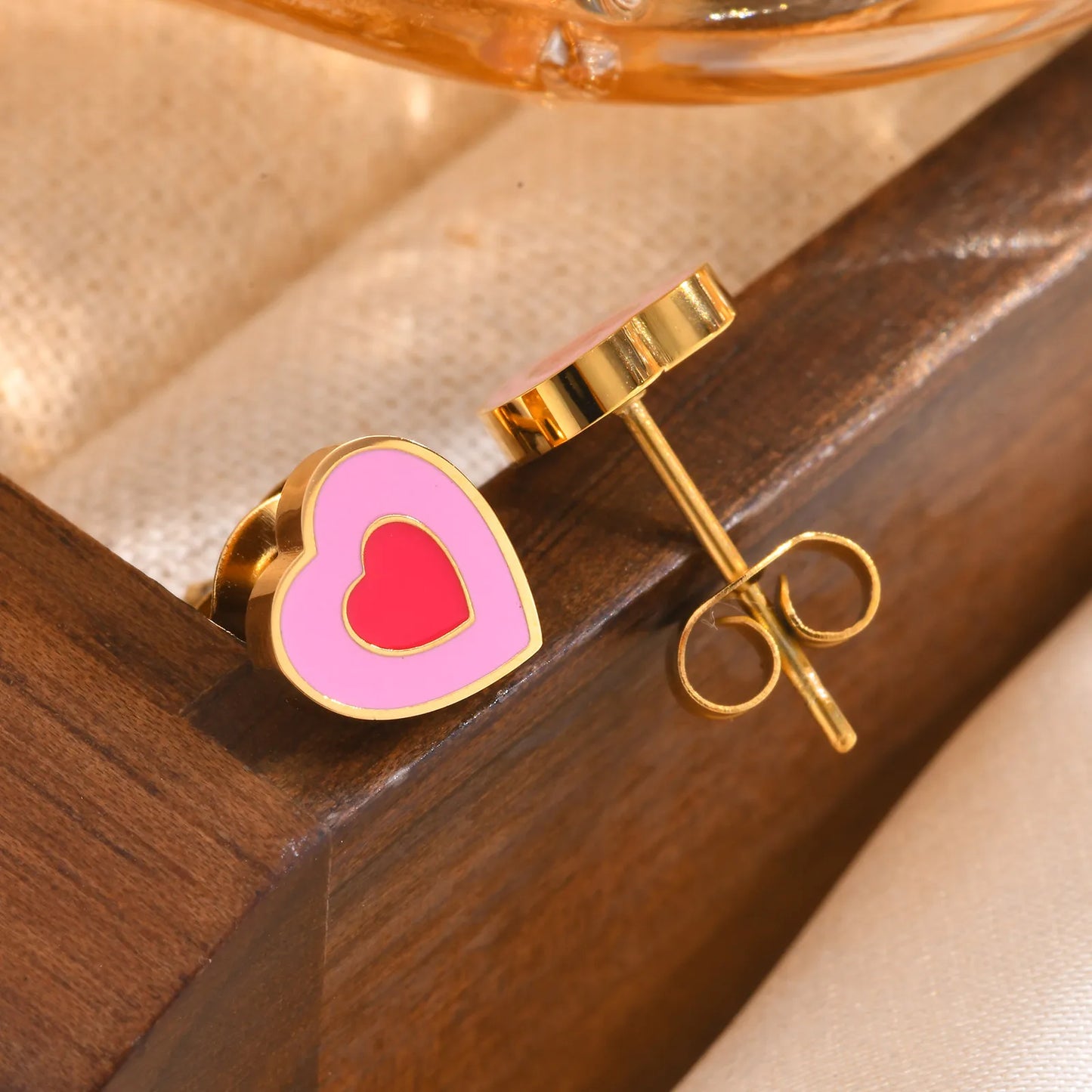 Boucles Oreilles - Papillon Fleur Couronne Coeur - Mignon - Acier Inoxydable Doré - Clous d'Oreilles