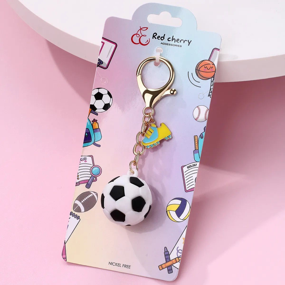 Porte Clés avec Carte - Ballons de Sport - Silicone - Pendentif Sac Kawaii Mignon Fun
