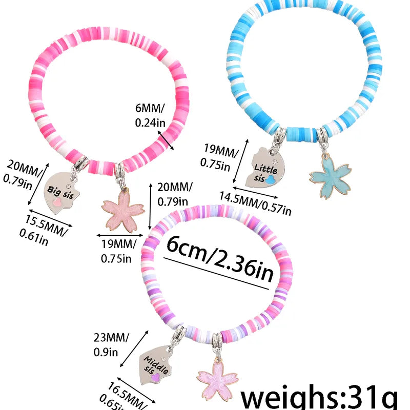 Set mit 3 verstellbaren Kordelarmband-Mutter-Töchtern – Familie, Eltern, Kind, Mutter, Schwester, Mädchen – Fantasie – Schmetterlinge-Anhänger