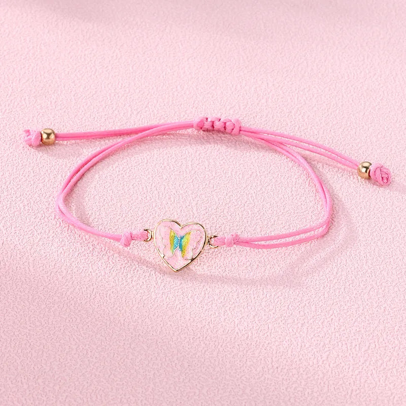 Lot de 3 Bracelets Cordon Réglable avec Carte - Coeur Papillon - Cupcake - Mignon