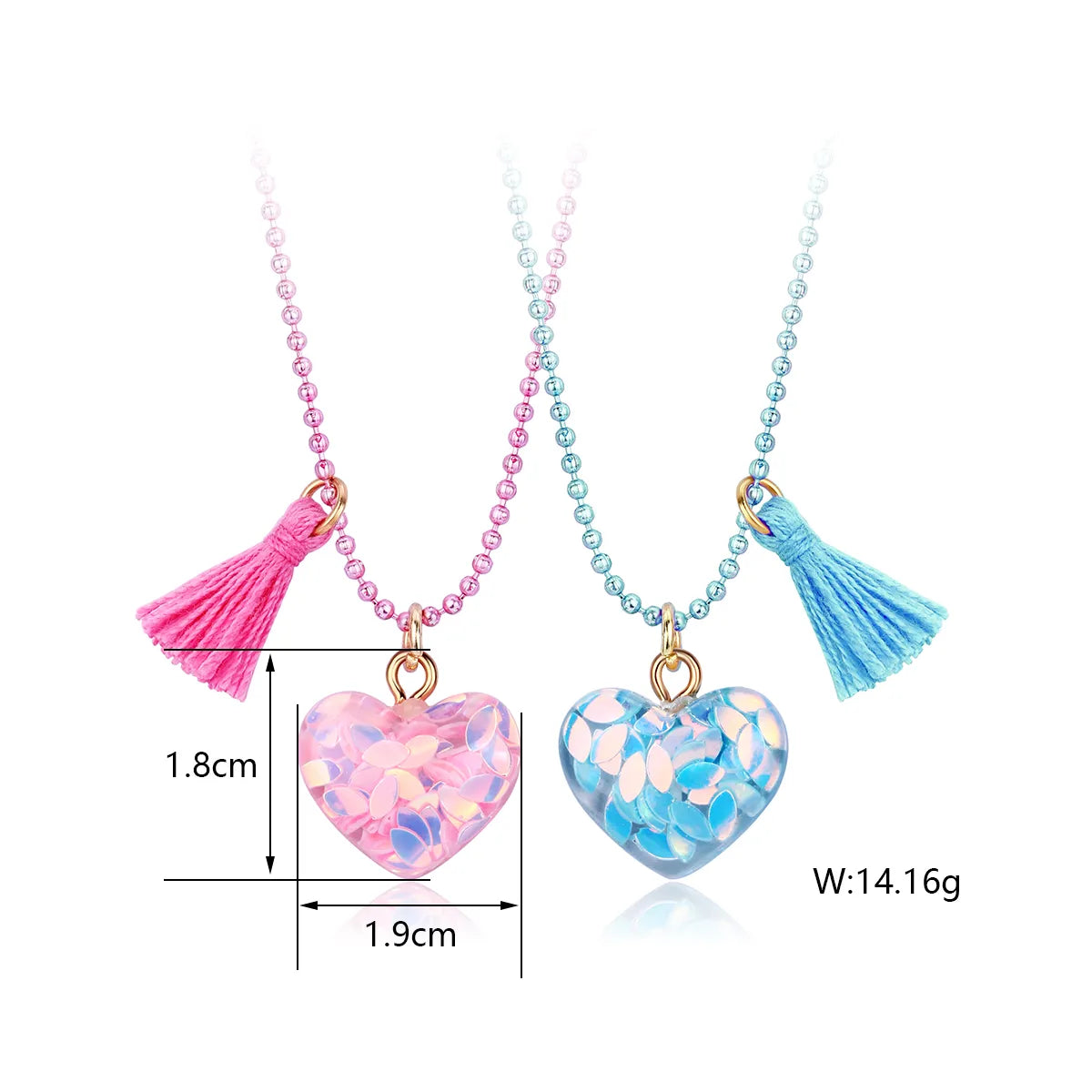 Lot de 2 Colliers D'amitié - Coeur Pompon - BFF - Best Friends Forever - Amitié - Cœur - Mignon