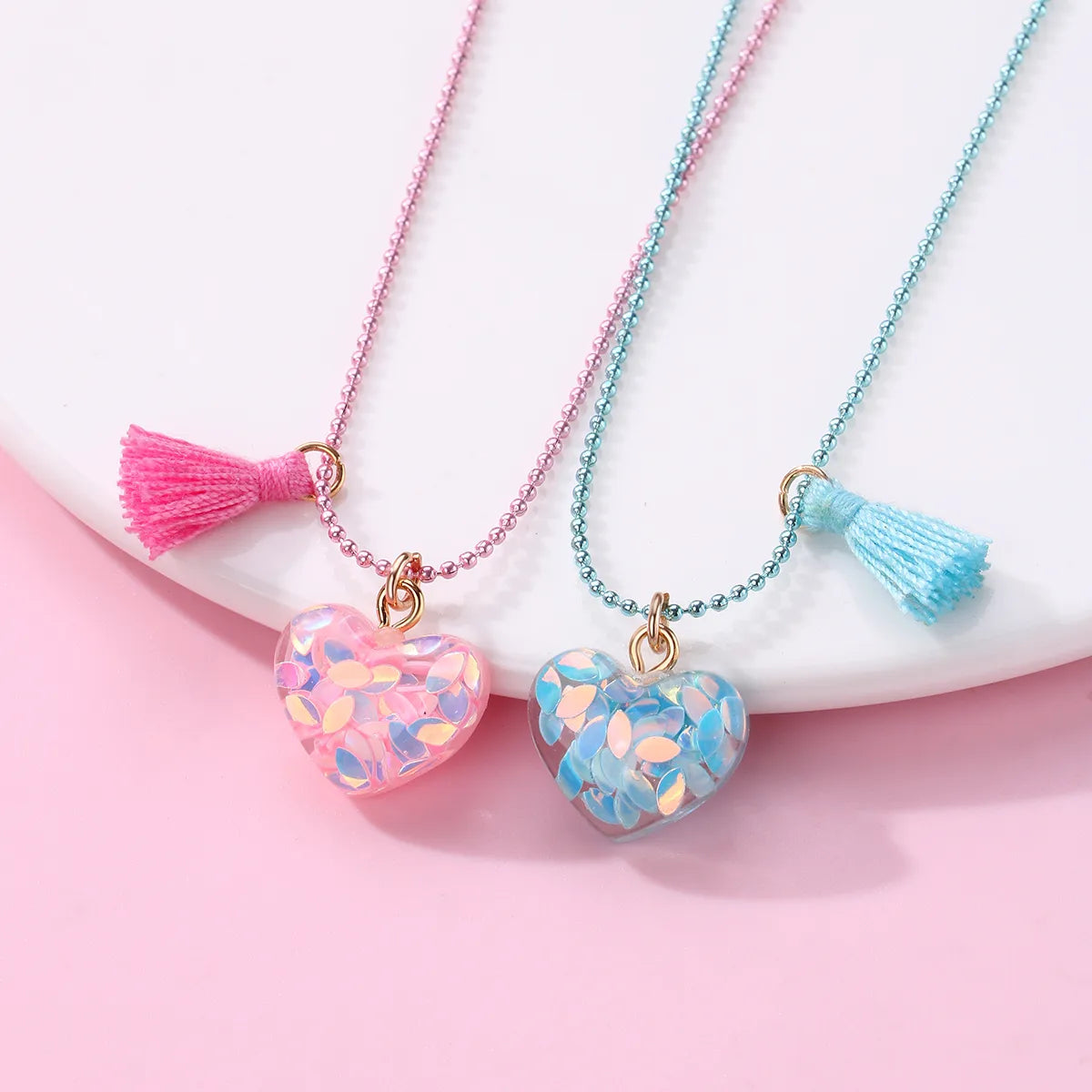 Lot de 2 Colliers D'amitié - Coeur Pompon - BFF - Best Friends Forever - Amitié - Cœur - Mignon