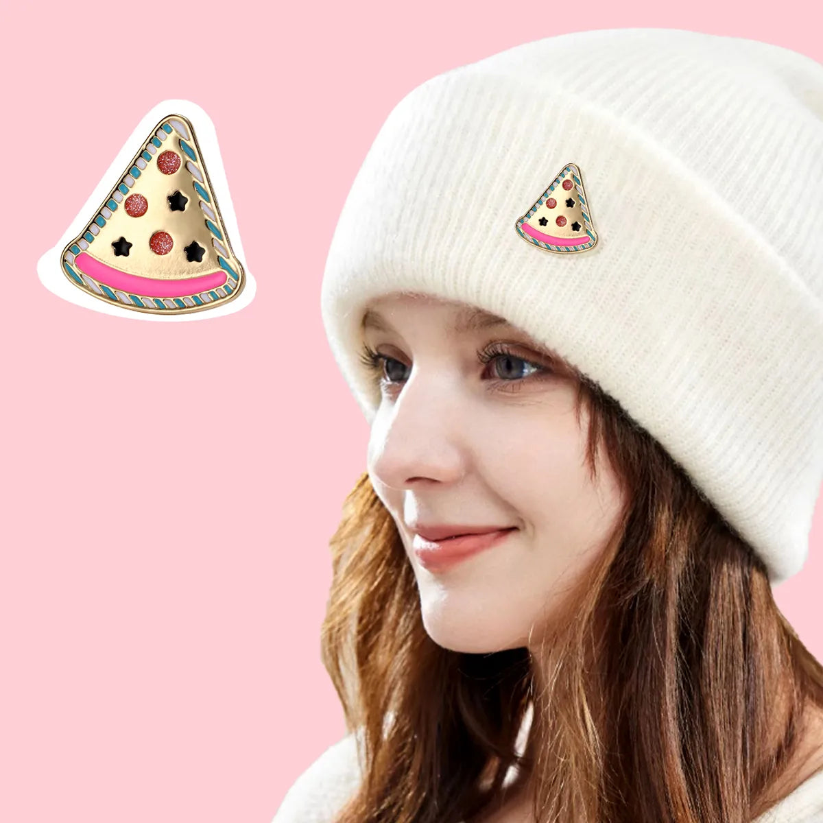 Pin's Broche avec Carte - Pizza - Fast Food Cuisine Italienne - Fantaisie - Alliage Email