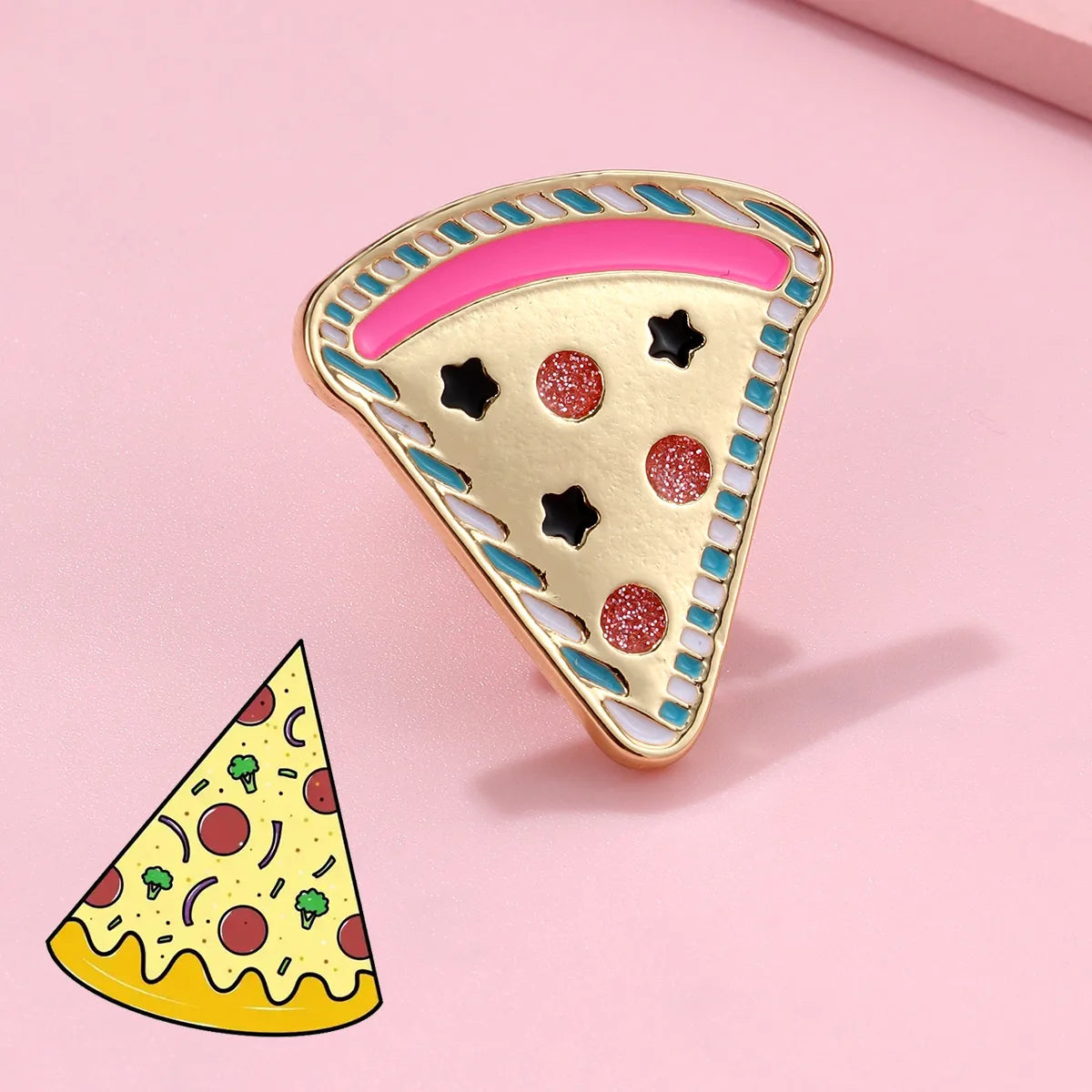 Pin's Broche avec Carte - Pizza - Fast Food Cuisine Italienne - Fantaisie - Alliage Email