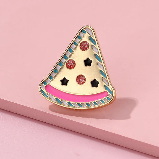 Pin's Broche avec Carte - Pizza - Fast Food Cuisine Italienne - Fantaisie - Alliage Email