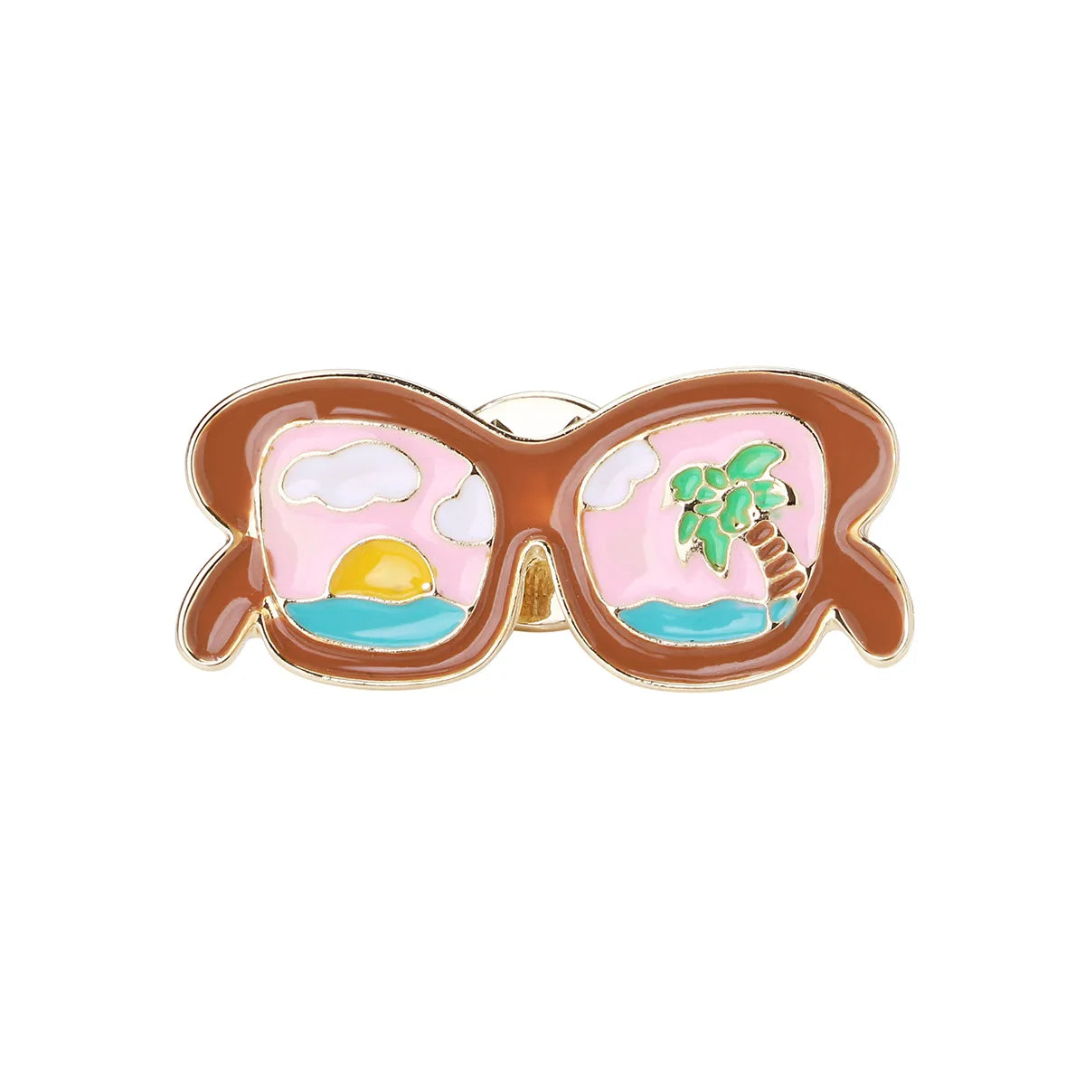 Pin's Broche avec Carte - Lunettes Vacances - Fantaisie - Alliage Email