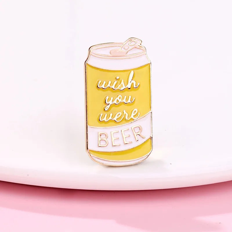 Pin's Broche avec Carte - Bière - Wish You Were Beer - Fantaisie - Alliage Email
