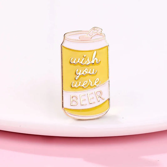Pin's Broche avec Carte - Bière - Wish You Were Beer - Fantaisie - Alliage Email