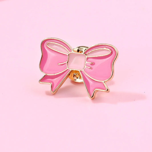 Pin's Broche avec Carte - Noeud Rose - Fantaisie - Alliage Email