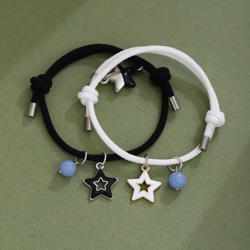 CHILD - Set of 2 Adjustable Friendship Cord Bracelets Little Cat - BFF Best Friends Forever - Fantasy - Phosphorescent Magnetic Pendant