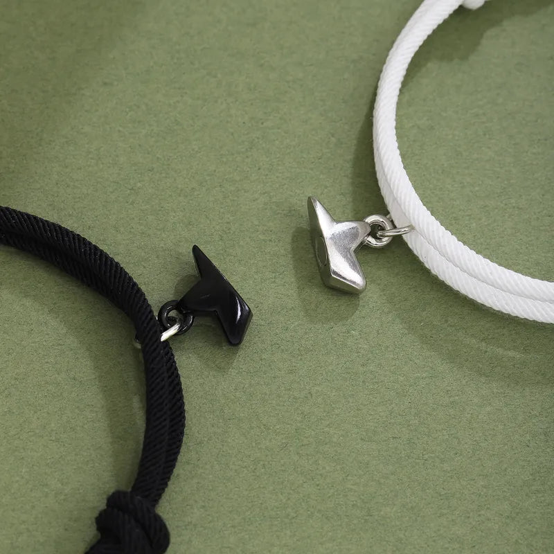 CHILD - Set of 2 Adjustable Friendship Cord Bracelets Little Cat - BFF Best Friends Forever - Fantasy - Phosphorescent Magnetic Pendant