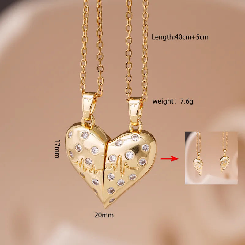 Lot de 2 Colliers D'amitié Avec Carte - Coeur - BFF - Pendentif Aimanté - Colliers à partager - Acier Inoxydable
