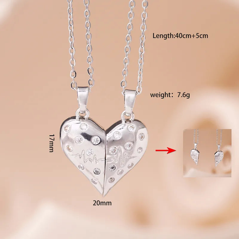 Lot de 2 Colliers D'amitié Avec Carte - Coeur - BFF - Pendentif Aimanté - Colliers à partager - Acier Inoxydable