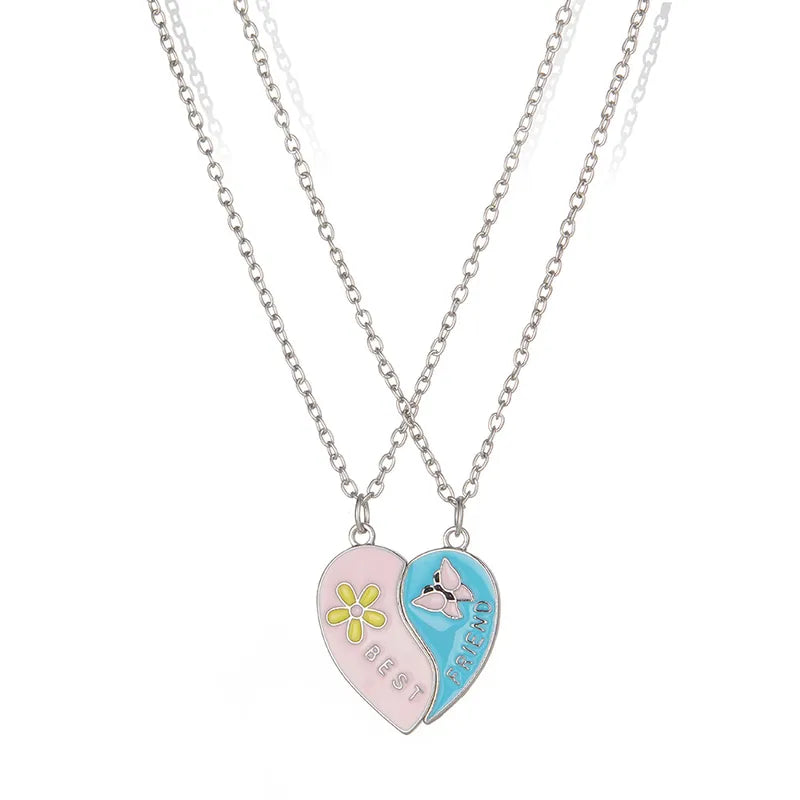 Lot de 2 Colliers D'amitié Aimanté - Coeur Ou Bacon Oeuf - BFF - Best Friends Forever - Amoureux Meilleurs Amis Couple Amitié