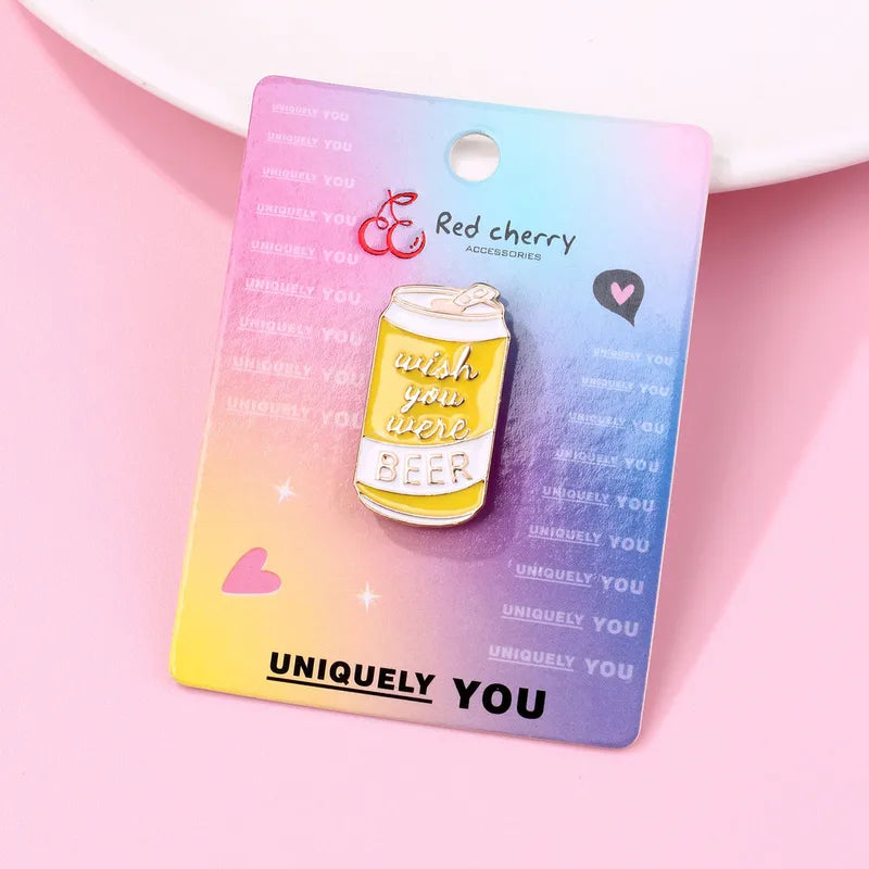 Pin's Broche avec Carte - Bière - Wish You Were Beer - Fantaisie - Alliage Email