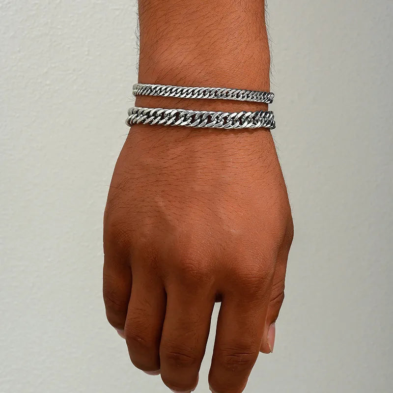 Bracelets Adultes Gourmette Homme - Maillons - Acier Inoxydable Doré Argenté