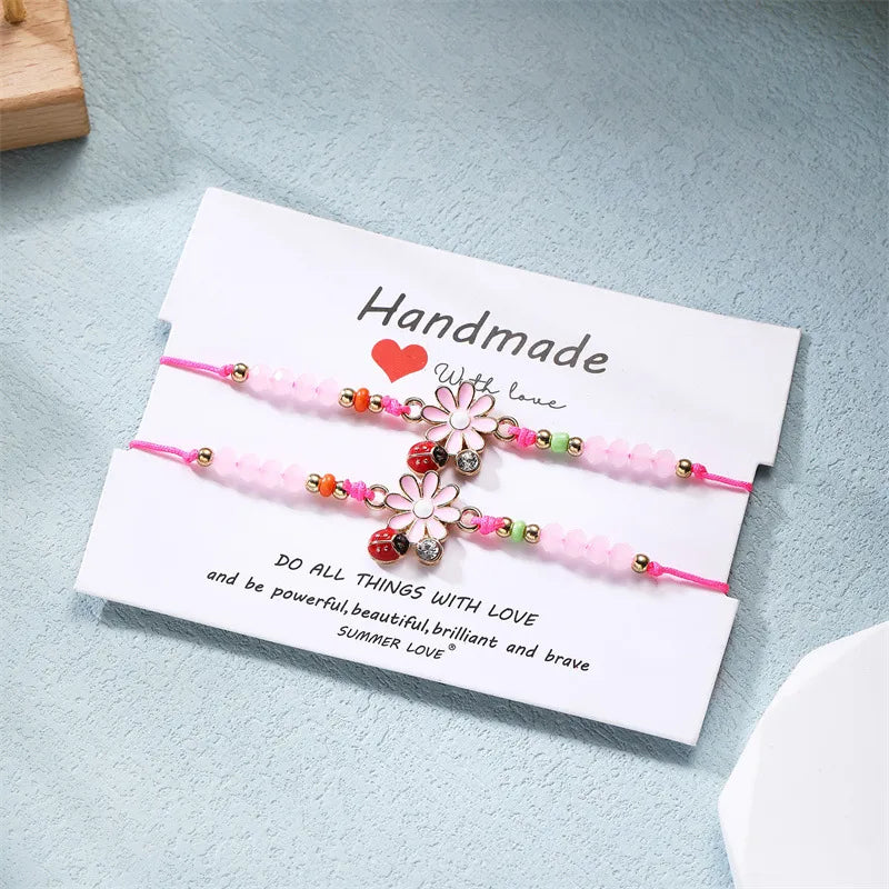 Set of 2 Adjustable Cord Bracelets Best Friends Ying Yang - BFF Best Friends - Fantasy - Magnetic Pendant - Lovers - Couple