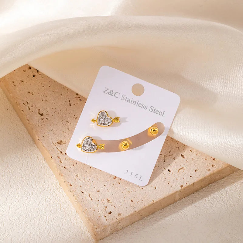 Boucles Oreilles - Lot 2 Paires - Acier Inoxydable 316L - Clous d'oreilles