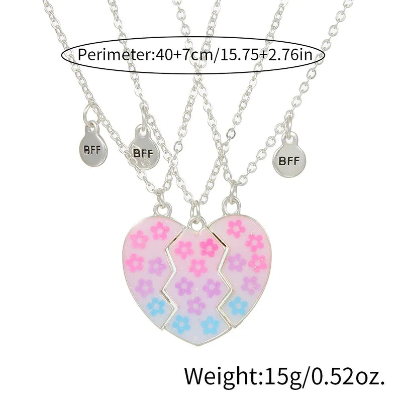 Lot de 3 Colliers BFF Aimanté - Coeur Paillettes - Best Friends Forever - Amitié - Pendentif