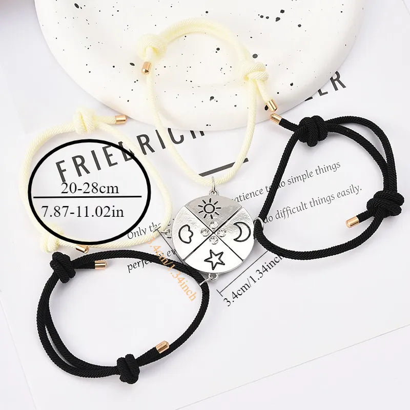 Set mit 2 verstellbaren Freundschaftsarmbändern aus Kordel, beste Freunde, Ying und Yang – BFF beste Freunde – Fantasy – magnetischer Anhänger – Liebhaber – Paar