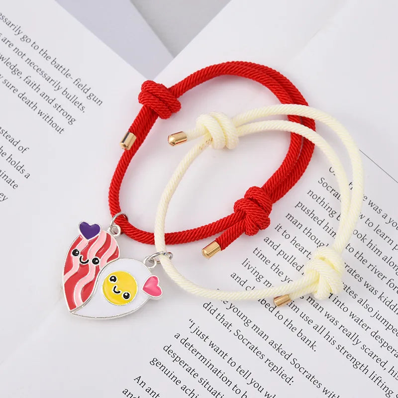 Set of 2 Friendship Necklace Chains | Hamburger Fries Separate to Share | Lovers | Best Friends Couple