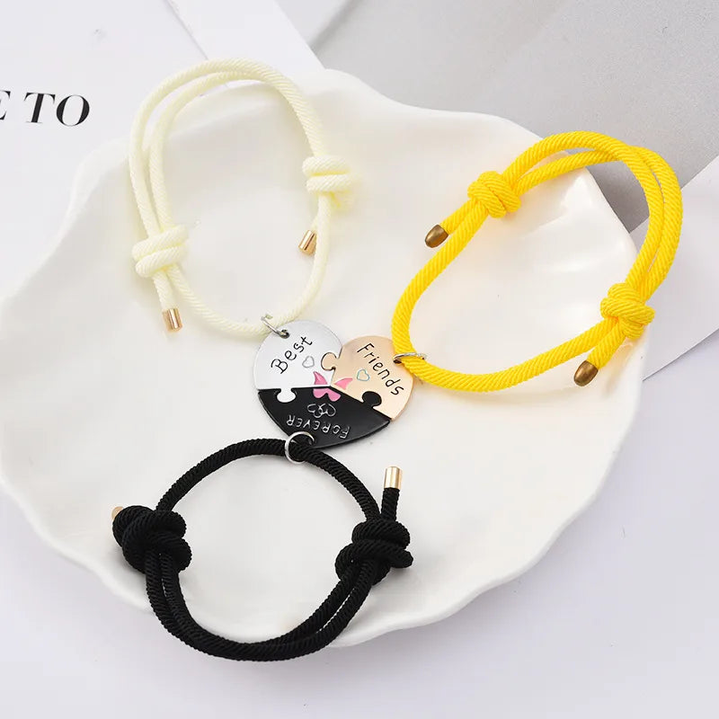 Set mit 2 verstellbaren Freundschaftsarmbändern aus Kordel, beste Freunde, Ying und Yang – BFF beste Freunde – Fantasy – magnetischer Anhänger – Liebhaber – Paar