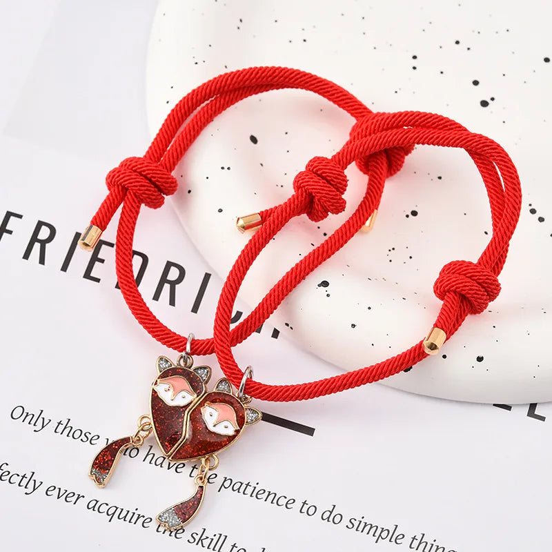 Set mit 2 verstellbaren Freundschaftsarmbändern aus Kordel, beste Freunde, Ying und Yang – BFF beste Freunde – Fantasy – magnetischer Anhänger – Liebhaber – Paar
