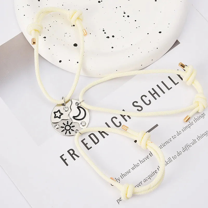 Set mit 2 verstellbaren Freundschaftsarmbändern aus Kordel, beste Freunde, Ying und Yang – BFF beste Freunde – Fantasy – magnetischer Anhänger – Liebhaber – Paar