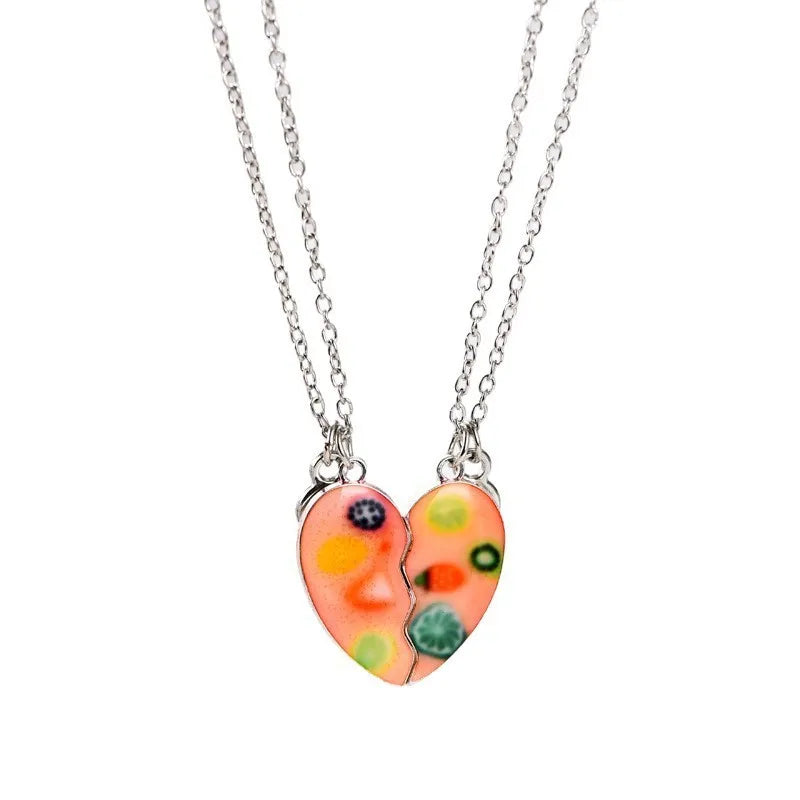 Lot de 2 Colliers BFF Aimanté - Coeur Fruits Etoiles - Best Friends Forever - Amitié - Pendentif Aimanté - Mignon