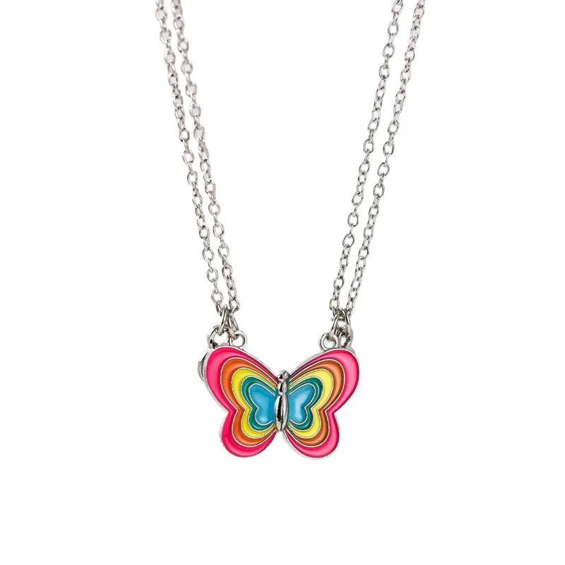 Lot de 2 Colliers BFF Aimantés - Papillon Cactus Chats - Best Friends Forever - Amitié - Pendentif Aimanté