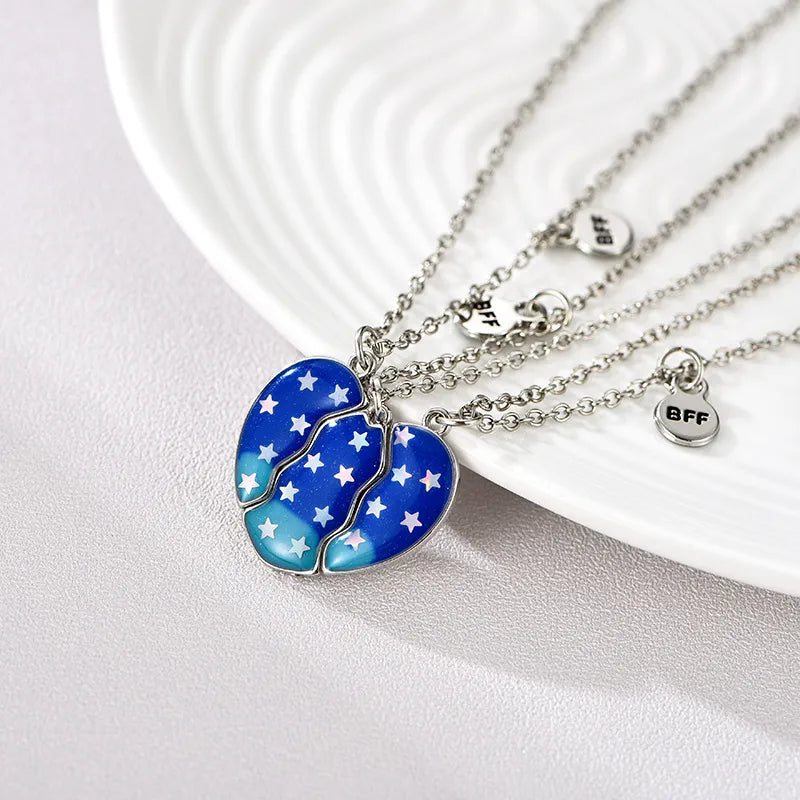 Lot de 3 Colliers BFF Aimanté - Coeur Fruits Etoiles - Best Friends Forever - Amitié - Pendentif Aimanté - Mignon