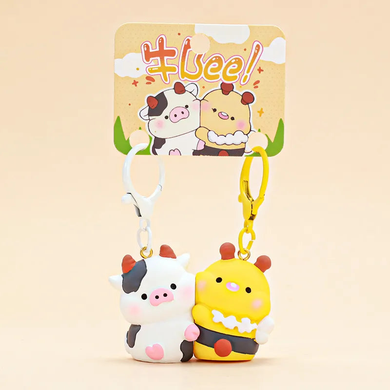Porte Clés - Mignon Vache Abeille - A Partager - Aimanté - Amoureux - Meilleurs Amis - Pendentif Sac - BFF - Best Friends - Amitié