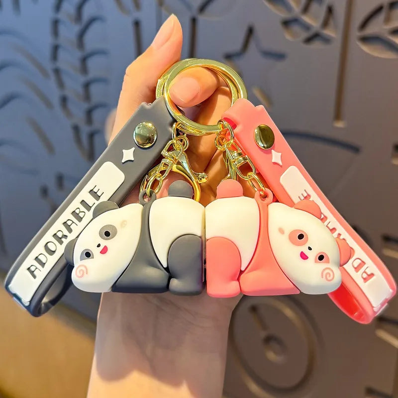 Porte Clés - Mignon Panda - A Partager - Aimanté - Amoureux - Meilleurs Amis - Pendentif Sac - BFF - Best Friends - Amitié