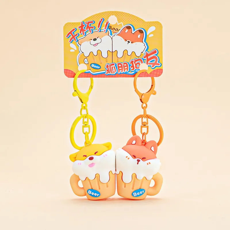 Porte Clés - Mignon Chiens Bière - A Partager - Aimanté - Amoureux - Meilleurs Amis - Pendentif Sac - BFF - Best Friends - Amitié