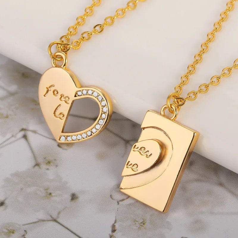 Lot de 2 Colliers BFF - Coeur - BFF - Forever Love - Pendentif - Amoureux Couple Amitié - Acier Inoxydable