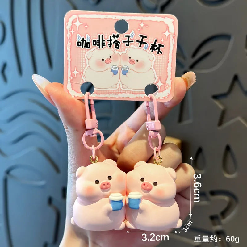 Porte Clés - Mignon Cochons - A Partager - Aimanté - Amoureux - Meilleurs Amis - Pendentif Sac - BFF - Best Friends - Amitié